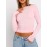 Women's Solid Color Casual T-Shirt with Long Sleeves and Slight Stretch - Comfortable Crew Neck Sports Tee