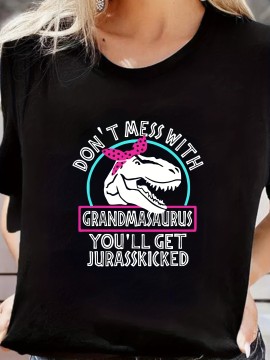 Don't Mess With Grandmaurus Short Sleeved T-shirts, Solid Loose Crew Neck Active Comfort Sweatshirt, Women's T-shirts