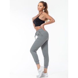 Solid Color Casual Pants, High Stretch Running Jogging Pants With Pocket, Women's Activewear