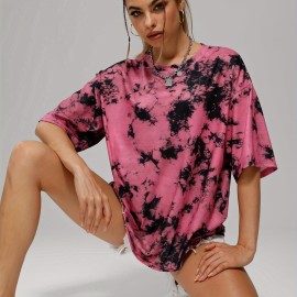 Women's Tie Dye Loose T-shirt for Yoga, Running, and Fitness - Comfortable Activewear Top