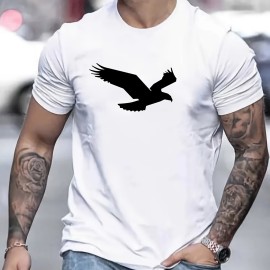 Eagle Pattern Men's Casual Street Style Tee Shirt for Summer and Fall