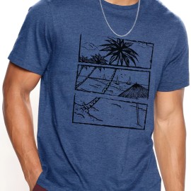 Men's Hawaiian Beach Graphic T-shirt - Comfortable Short Sleeve Tee for Summer