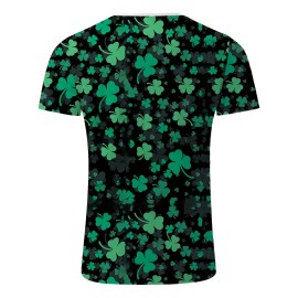 Men's Funny Bowtie Suit 3D Graphic Print Short Sleeve T-shirt for St. Patrick's Day - Summer Outdoor Wear