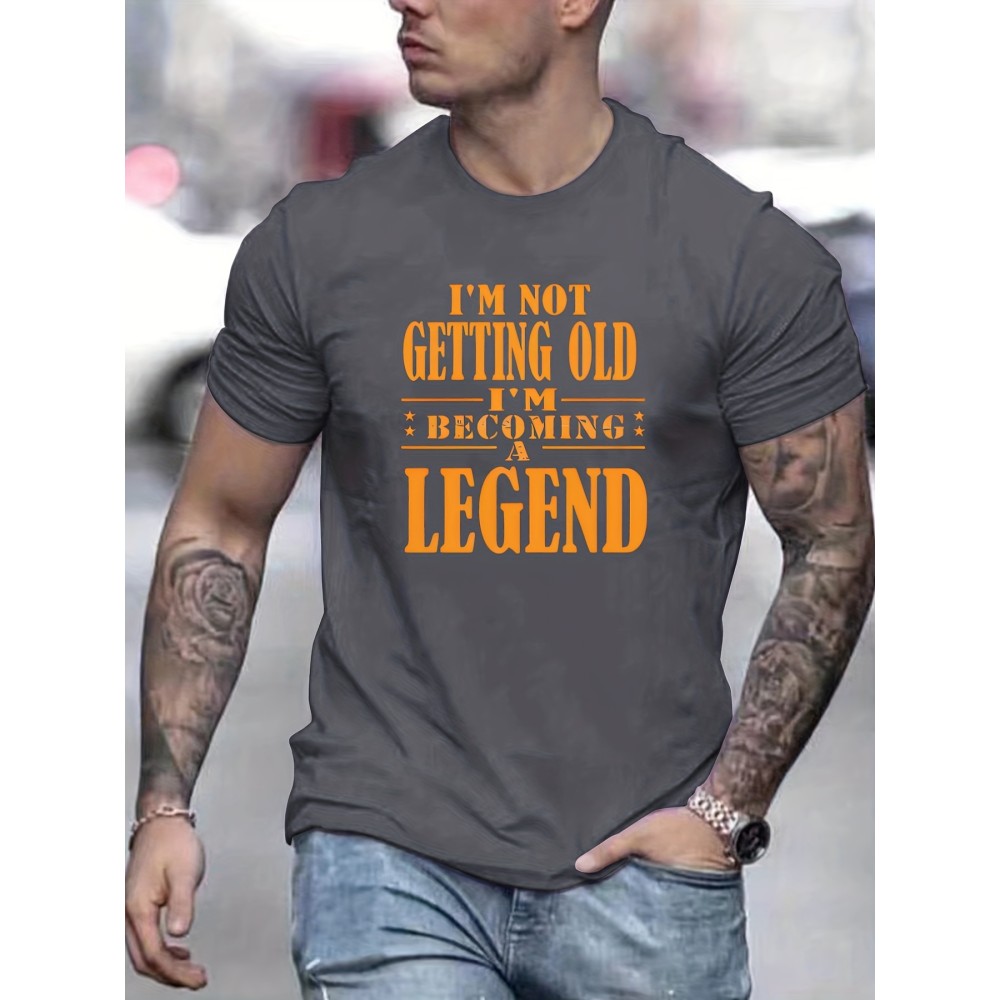 Powerful Slogan Print, Men's Graphic Design Crew Neck T-shirt, Casual Comfy Tees T-shirts For Summer, Men's Clothing Tops