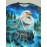 Men's Novelty Wolf & Bird 3d Print Round Neck T-Shirt, Mens Clothing