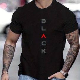 Men's Casual Black Print Tee Shirt - Short Sleeve Summer/Fall T-shirt