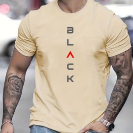 Men's Casual Black Print Tee Shirt - Short Sleeve Summer/Fall T-shirt