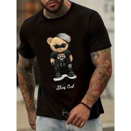 Cool Bear Print Men's Graphic T-shirt - Casual and Comfy Summer Tee