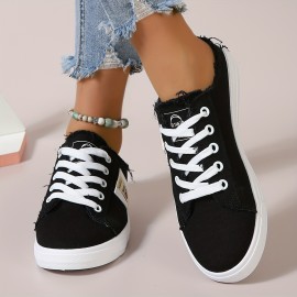 Women's Lightweight Denim Lace Up Sneakers for Casual Walking