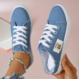 Women's Lightweight Denim Lace Up Sneakers for Casual Walking