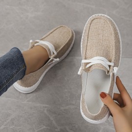 Lightweight Women's Canvas Sneakers - Comfortable Lace-up Loafers for Everyday Wear