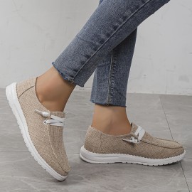 Lightweight Women's Canvas Sneakers - Comfortable Lace-up Loafers for Everyday Wear