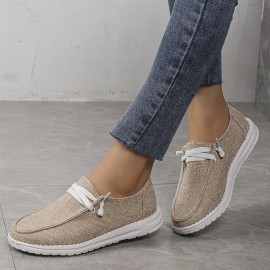 Lightweight Women's Canvas Sneakers - Comfortable Lace-up Loafers for Everyday Wear