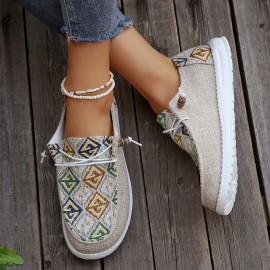 Women's Sunflower & Cow Pattern Canvas Lace Up Sneakers - Lightweight Outdoor Casual Shoes