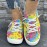 Women's Colorful Star And Flower Print Sneakers, Casual Canvas Slip On Lightweight Walking Shoes, Versatile Footwear With Campus Style
