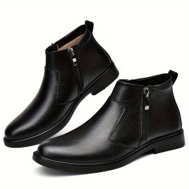 Men's Trendy Lace Up High Top Boots, Classic Riding Boots With Fleece