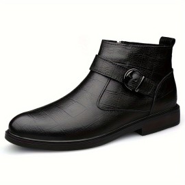 CCE Men's Plaid Ankle Boots - Durable Zip-Up Casual Shoes with Buckle, Versatile for Any Occasion