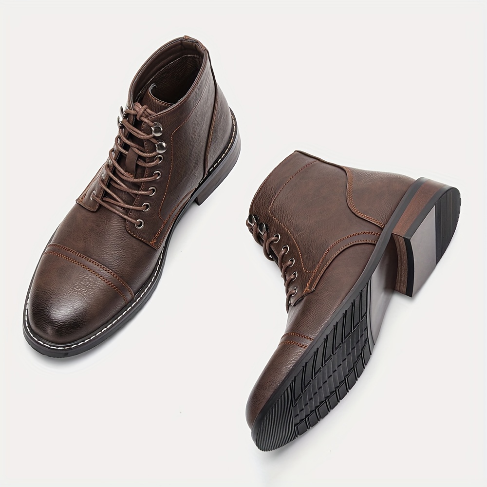 Vintage Moire Men's Ankle Boots - Comfortable, Breathable Lace-Up with Round-Toe for Trendy Outdoor Style, All-Season Wear