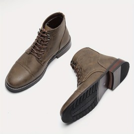 Vintage Moire Men's Ankle Boots - Comfortable, Breathable Lace-Up with Round-Toe for Trendy Outdoor Style, All-Season Wear