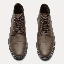 Vintage Moire Men's Ankle Boots - Comfortable, Breathable Lace-Up with Round-Toe for Trendy Outdoor Style, All-Season Wear