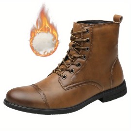 Men's High-top Dress Boots - Wear-resistant, Anti-skid Lace-up with Microfiber Leather Uppers