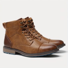 Men's Vintage High Top Ankle Derby Boots - Non-Slip, Wear-Resistant with Secure Lace-Up Fit for All-Season Style