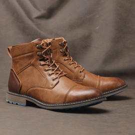 Men's Vintage High Top Ankle Derby Boots - Non-Slip, Wear-Resistant with Secure Lace-Up Fit for All-Season Style