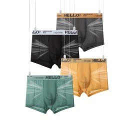 4pcs Men's Ice Silk Seamless Breathable Quick Drying Boxer Briefs - Sports Trunks