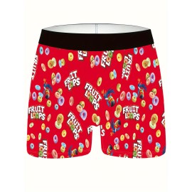 1pc Men's Plus Size Food Graphic Boxer Briefs - Breathable And Comfy Sports Trunks