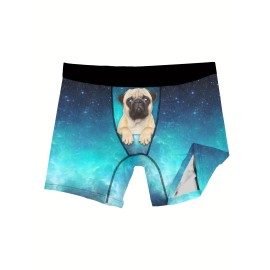 Men's Puppy Starry Sky Pattern High Stretch Comfortable Boxer Briefs Underwear