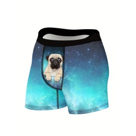 Men's Full Print Boxers Briefs, Novelty Funny Happy Underwear, High Stretch Breathable Comfy Boxers Trunks