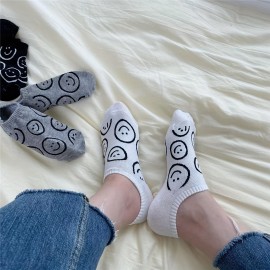 3 pairs Smiling Print Low Cut Ankle Socks for Women - Soft, Lightweight, and Comfortable