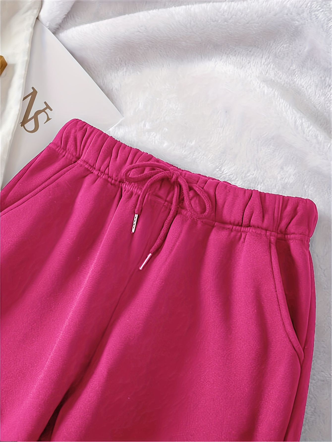 plain drawstring elastic waist sports pants loose fit slight stretch casual jogger pants womens activewear details 17