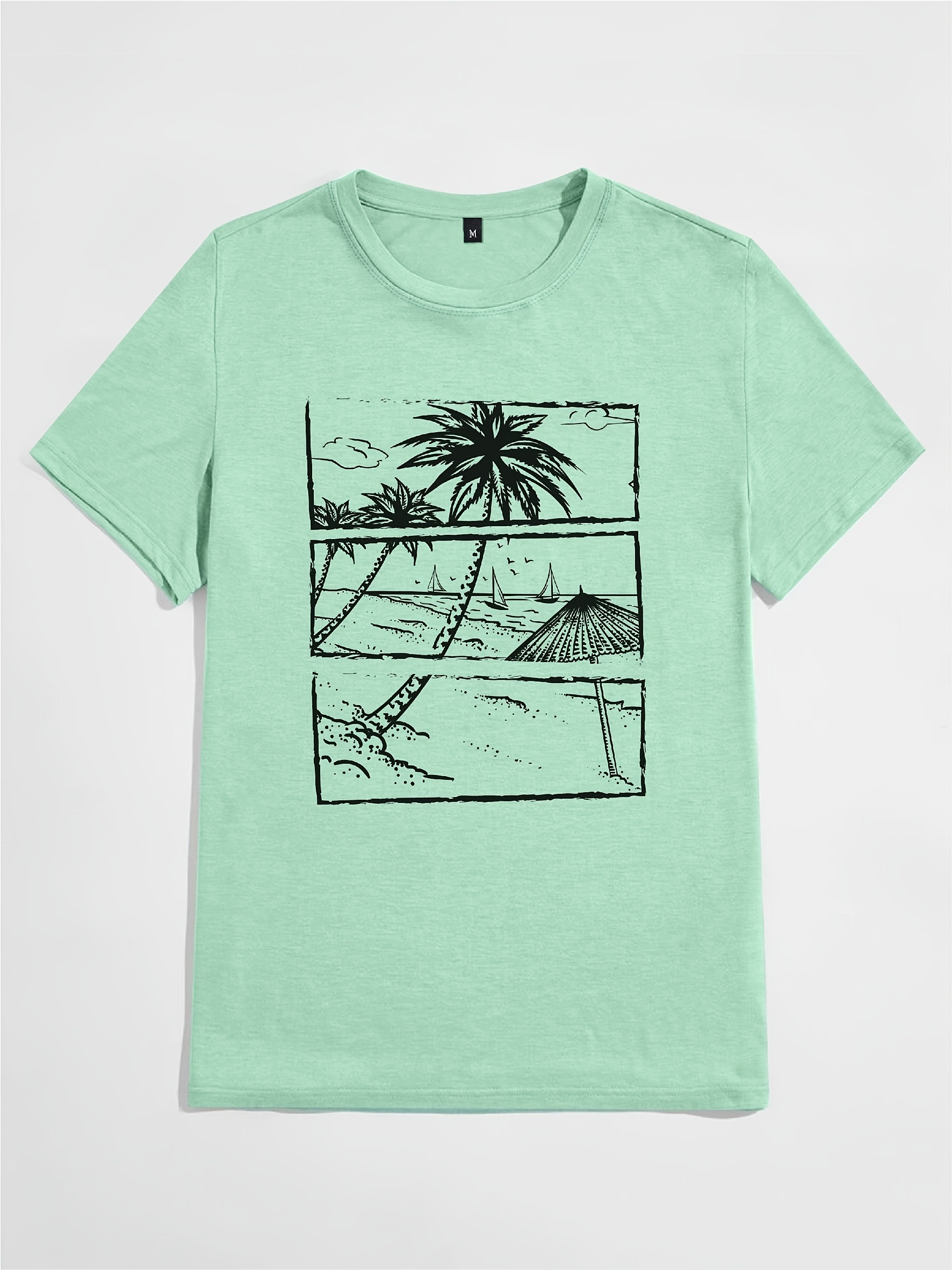 hawaiian beach round neck graphic t shirts causal tees short sleeves comfortable tops mens summer clothing details 4