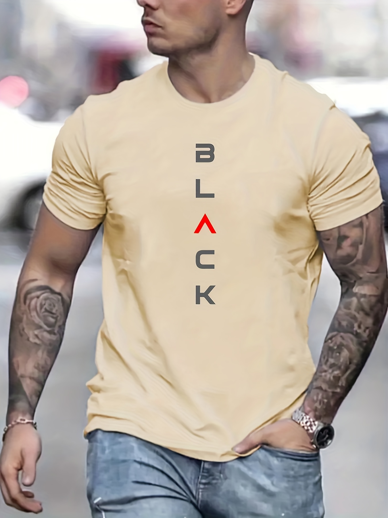 black print tee shirt tee for men casual short sleeve t shirt for summer spring fall tops as gifts details 0