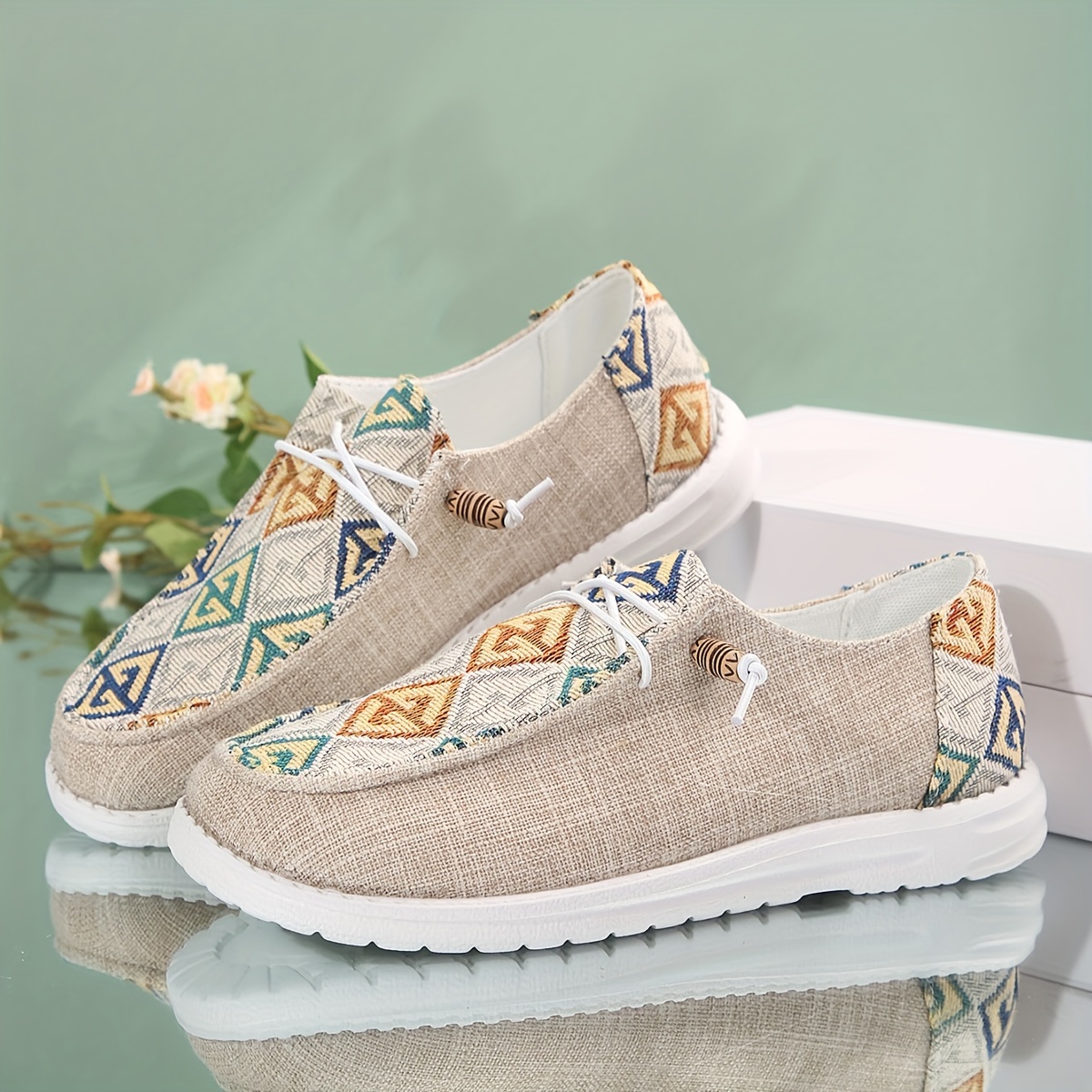 Women s Stylish Plaid Pattern Loafers, Soft Sole Lightweight Flat Walking Shoes, Comfort Low-top Canvas Shoes details 5