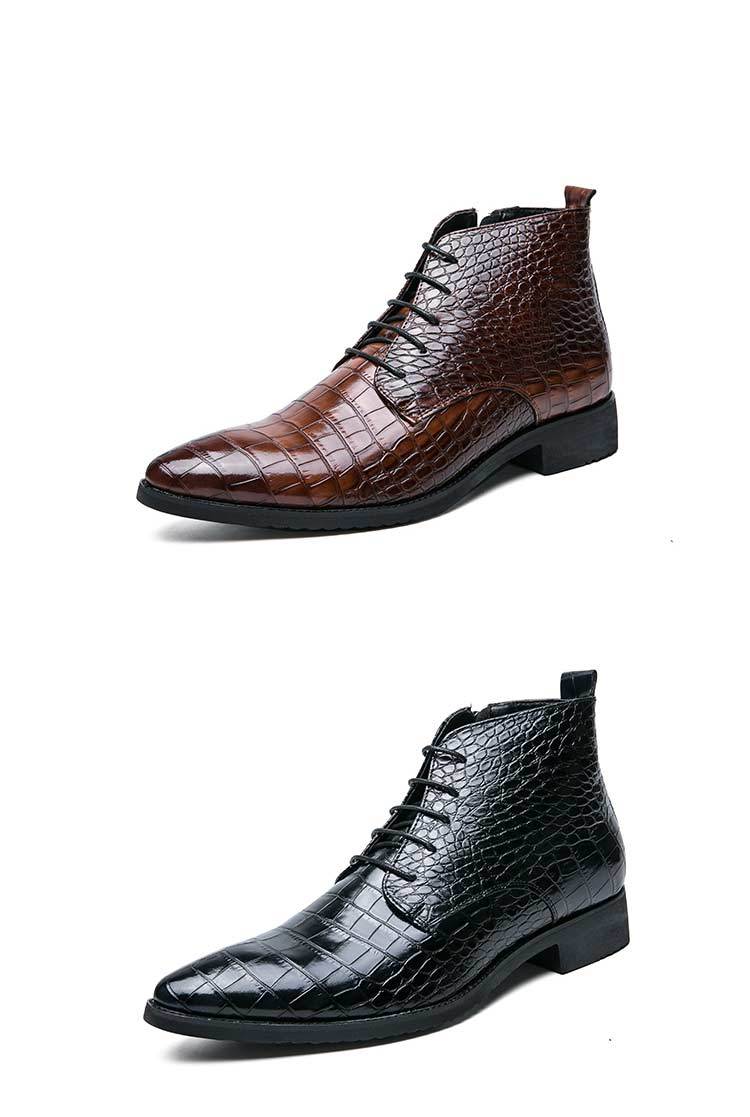 mens crocodile print oxfords boots pointed toe fashion dress boots details 3